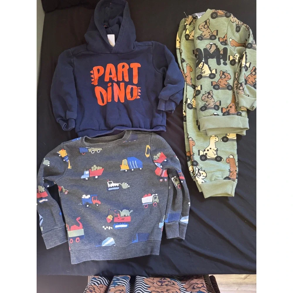 Carter's Garanimals Toddler Boys 24M Dino Construction Hoodie Sweatshirt Lot 4pc